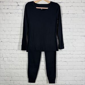 Leveret Shirt Pants Set Women XL Black Knit Casual Preppy Minimalist Outfit